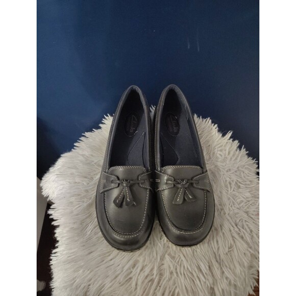 Clarks Womens Ashland Bubble Loafer Leather Shoes  Gray Size 8.5 wide - Picture 1 of 7